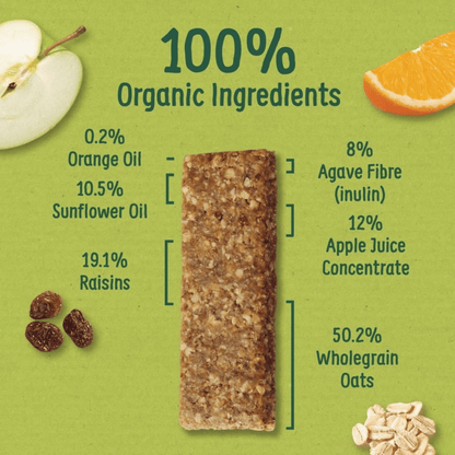 Ingredients in an Organix Apple and Orange Soft Oaty Bar